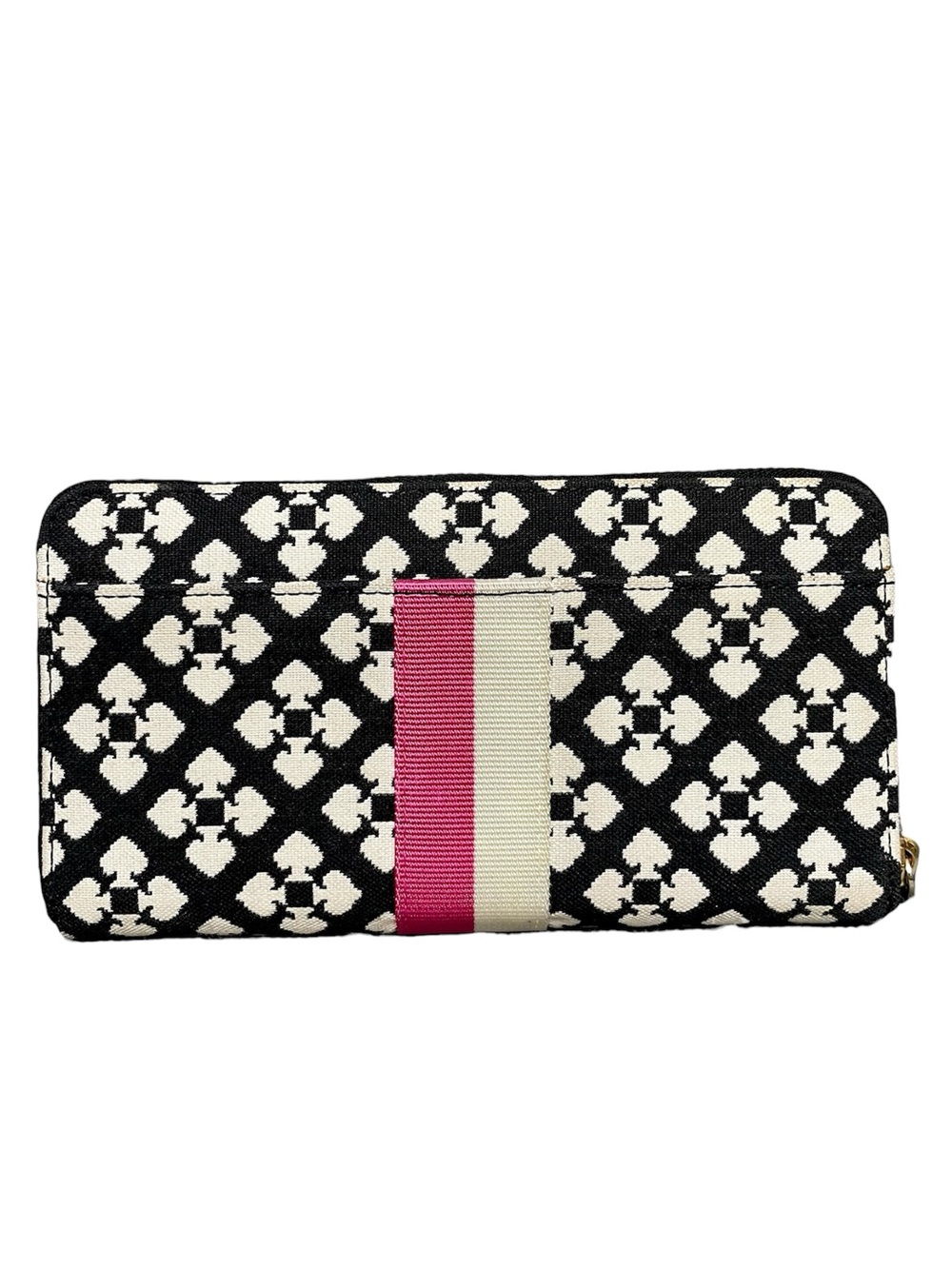 Kate Spade Varsity Stripe Black White Floral Spade Long Wallet - Picture 2 of 8